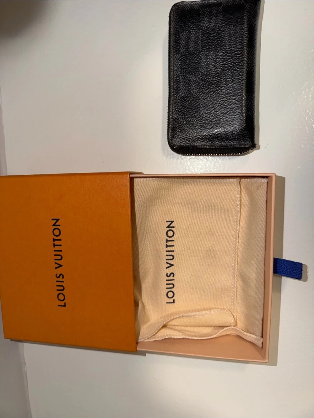 Louis Vuitton Damier Graphite Zippy Coin Purse Black Gray Wallet with Box